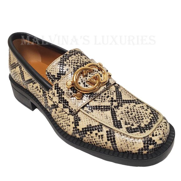 GUCCI SHOES MENS INTERLOCKING G LOGO PYTHON PRINT LOAFERS sz 8 8.5 US - Picture 8 of 15
